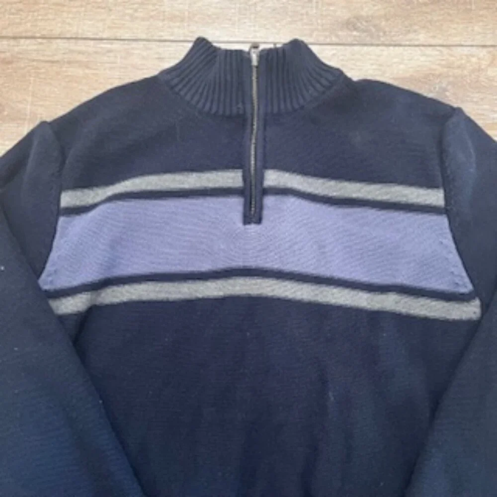 Dockers 1/4 Zip‎ Pullover  Mens XL Cotton Long Sleeve Blue Sweater